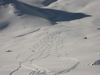 le nostre tracce di discesa dal vallone laterale