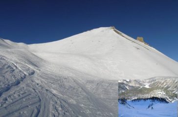 Col Perdu, Arpelin. Nel riquadro discesa pendio Nord