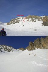 1 L'Enciastraia e un tratto di discesa 2 bei pendii dopo la strettoia