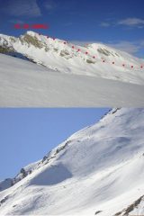 1 il Pic du Chamois e la nostra discesa dai pessi della Tete de Fer 2 pendio superiore