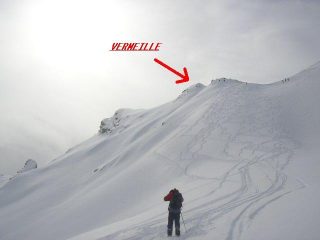 il pendio finale, la cima e appena a destra l'anticima