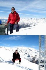 Paolo e Fabrizio in cima, sullo sfondo rispettivamente il Bianco e il Liskamm