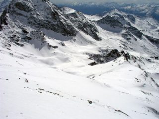 Dalla cima l'itinerario di salita