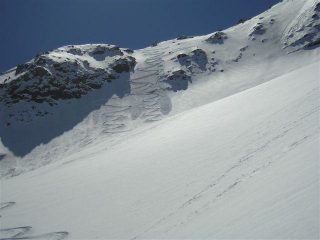 canale di discesa, 100 metri sotto la punta