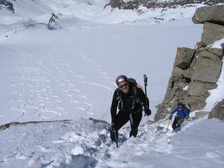 Domenico sul canalino finale, sullo sfondo le serpentine ci attendono...
