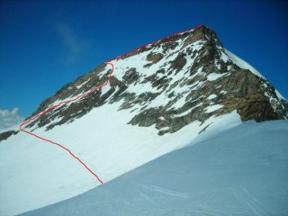 sviluppo itinerario versante Sud Est Piramide Vincent