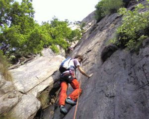 Filippo sul primo tiro del canale del banano e andrea alla sosta
