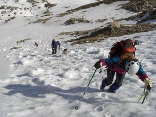 all'inizio del pendio Nord con Dianetta capo-cordata!