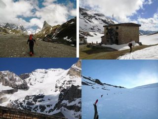 si cammina un'ora sulle piste ormai secche e brulle per mettere gli sci a m 2300; con buona meteo non partire prest.mo xchè canale troppo duro in discesa. Gitone appagante e completo, consigliatissimo