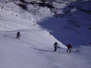 Uscita dei canalini all'inizio del ghiacciaio