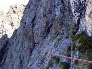 Il traverso di 60 m. e gente sui ''Lupetti''