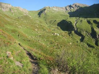 Al centro il piccolo casotto del guardiaparco e sullo sfondo il colle