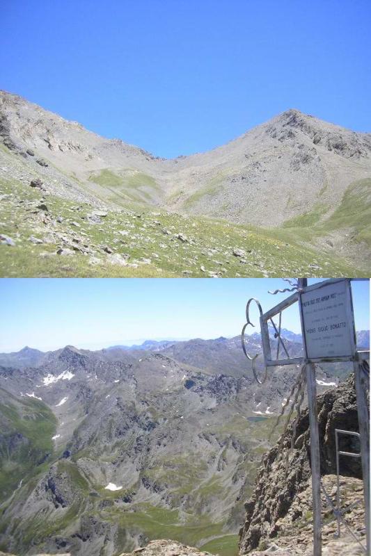 1 in vista della cima 2 panorama verso alta Val Troncea