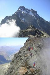 1 dalla cima Monviso e Visolotto 2 passaggio del gendarme sulla via del ritorno