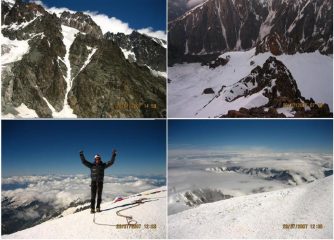 In ordine: couloir a Y, sullo sperone e in vetta al MB