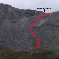 Luogo del distacco delle pietre