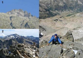 1. Brocan visto dal Pian della Casa; 2. vetta; 3. placca della cresta nord