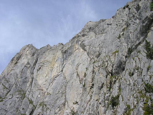 La parete destra della Croix des Tetes dove corre la via
