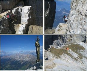 in 3) la Vetta del Cimòn 4)discesa sul Biv. Rigatti e la Forcella Grande