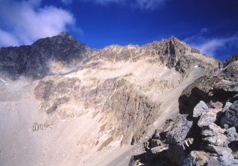 Piz Guglia dalla Fuorcla Albana, con tutta la cresta di salita