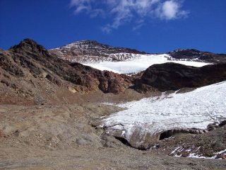 il versante ovest con la vedretta del Tresero e la sua fronte