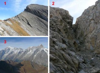 1. cresta SO; 2. passaggio chiave; 3. vista sul bianco