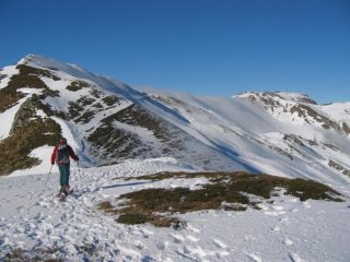 Il pendio nord del Cella. In fondo alla valle, il Prado.