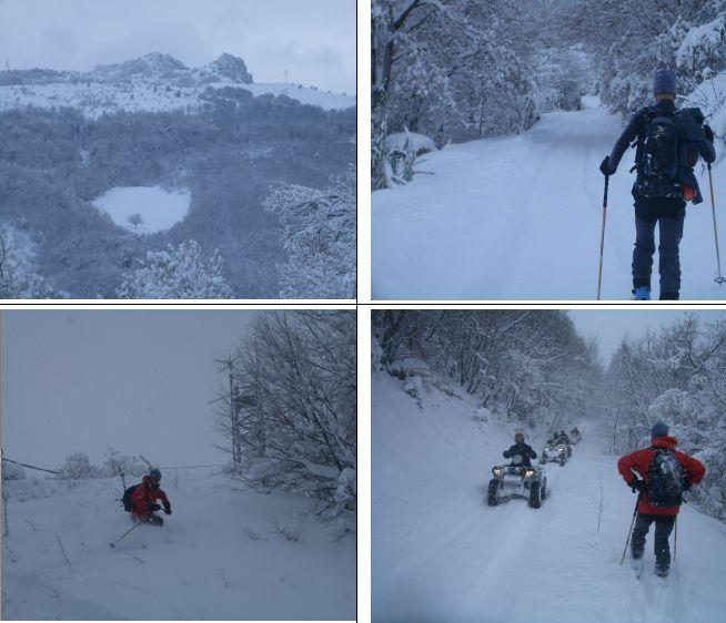in alto a sx Roccatagliata;in basso a dx le Dun Buggies invernali