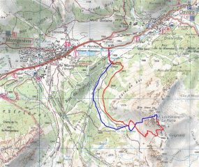 In rosso la salita ed in blu la discesa