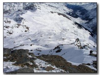 Dalla cima vista a ritroso sul percorso di salita