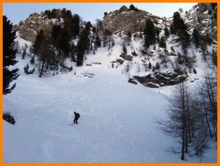 Luca in azione nel primo tratto di discesa...