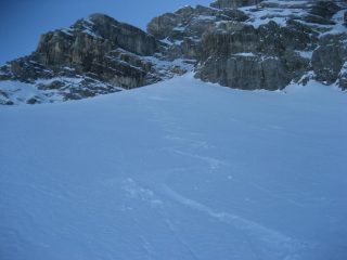 discesa sul conoide in farina