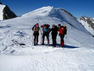 Rita, Luca, Gianfranco e Stelvio sulla cresta Nord-Est del Monte Bodoira (17-2-2008)