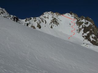 il canale finale di salita (in sci)