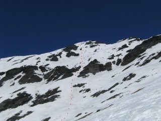 in blu la salita,in rosso la discesa.Parte alta dell'itinerario