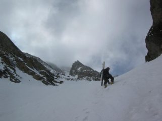 Appena al di sopra della fascia rocciosa alla base della parete