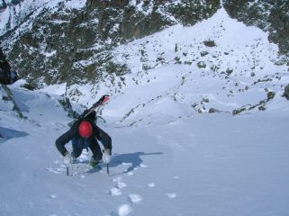 sulla parete NW verso la vetta