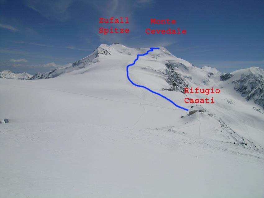 Itinerario dal rifugio casati, visto da Cima Solda