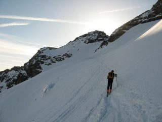 traverso nel ripido ghiacciaio di Bassac