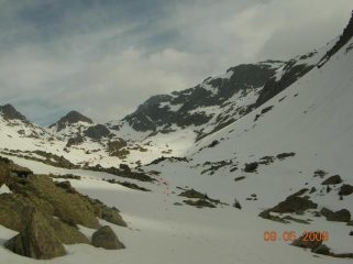 La via di salita in Francia verso la Cima Ghigliè