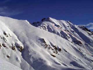 La Cima di Gorgia Cagna dal Lago Superiore della Sella.