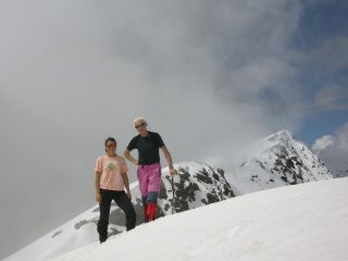 sulla cima Beccher, sfondo Rosa dei Banchi