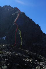 In rosso la via fatta da Noi..in verde la variante un po più difficile