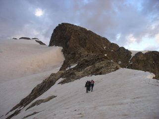 uscita dal canale, verso la via normale sul ghiacciaio