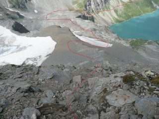 Cresta N-E, via di salita.