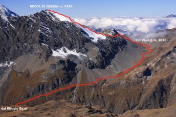 la Becca di Suessa e il percorso seguito (21-9-2008)