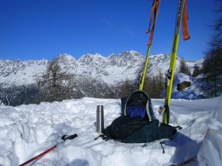 guardando il gruppo del Bernina dal Dosso dei Galli