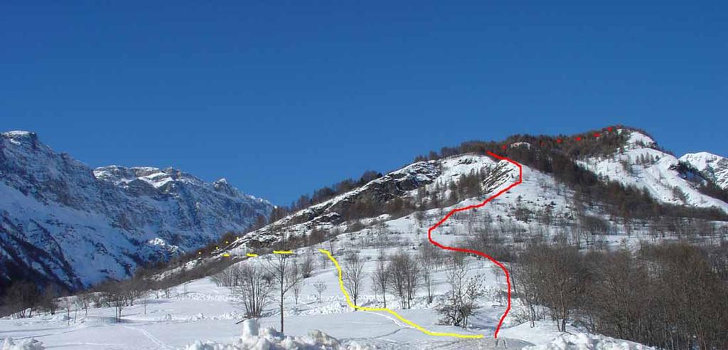 Rosso salita sulla dorsale- Giallo discesa