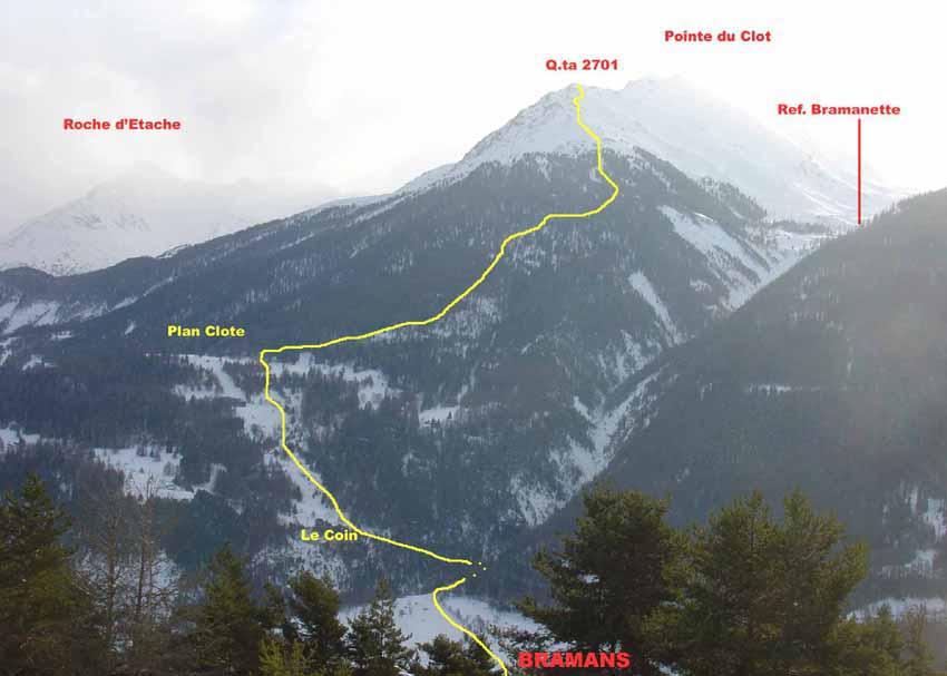 Itinerario alla quota 2701 P.te du Clot