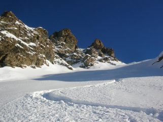 Sbocco del secondo canalino e pendio sottostante.